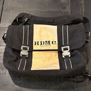 Harley Davidson Messenger Bag Black Silver Preowned Motorcycle Laptop Bag